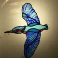 Kingfisher - Detail of Clinic cois Abhann Commission, Etched and Copperfoiled glass.